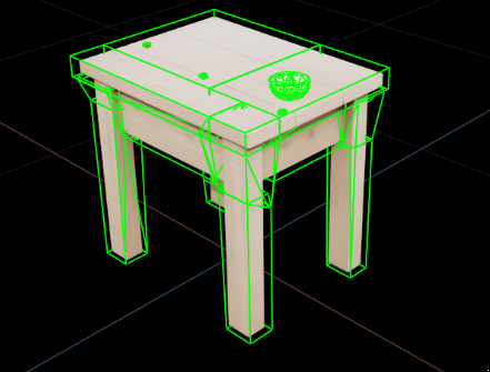 Collision meshes: V-HACD decomposition for physics simulation